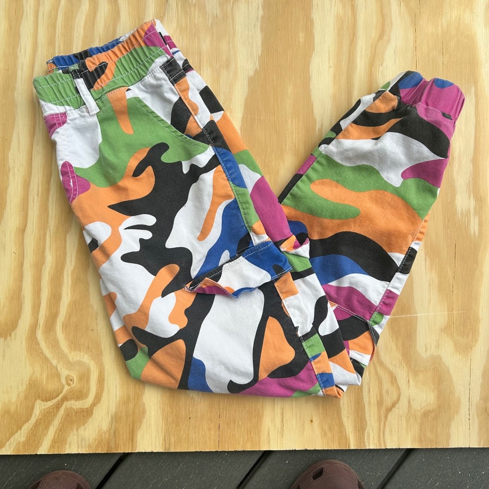 V.I.P. Joggers Womens 7/28 Multi Color Camo Cargo Pants Streetwear Jogger